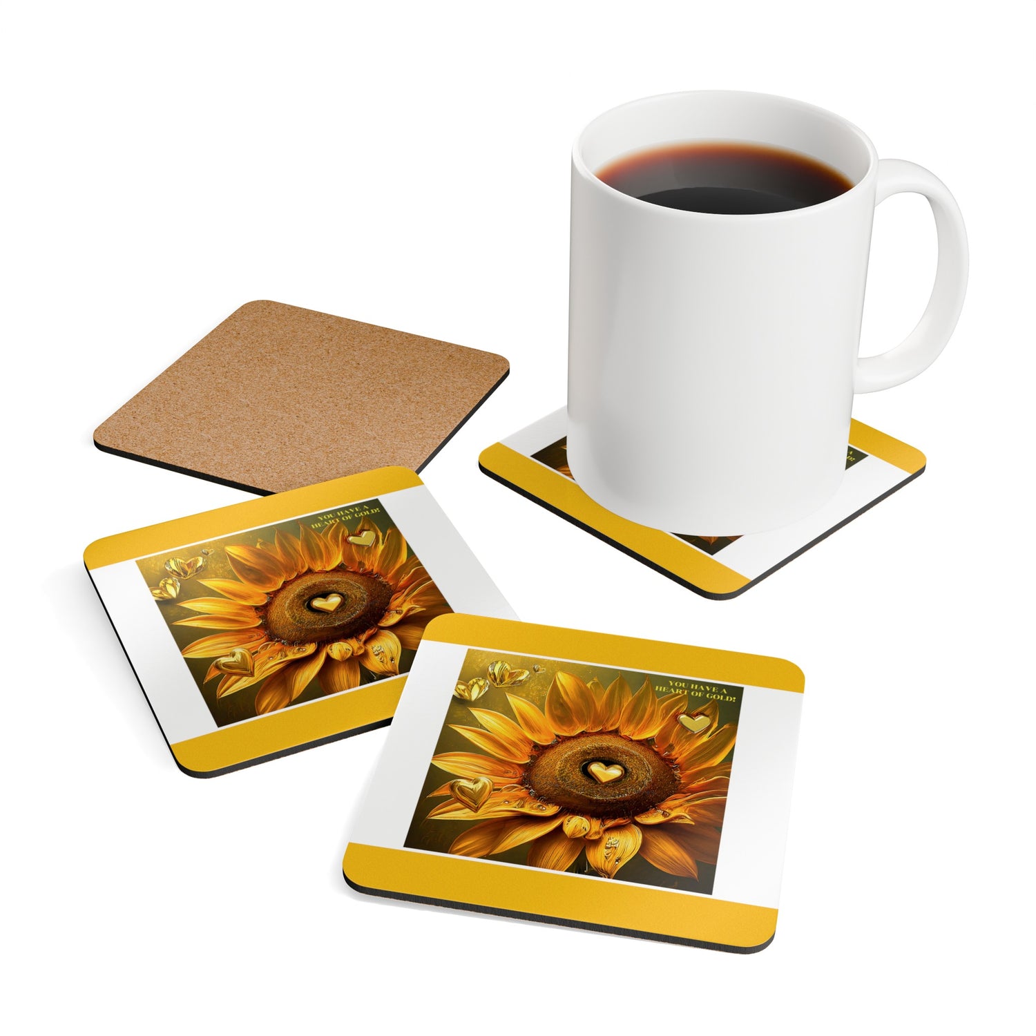 You Have A Heart Of Gold Corkwood Coaster Set of 4