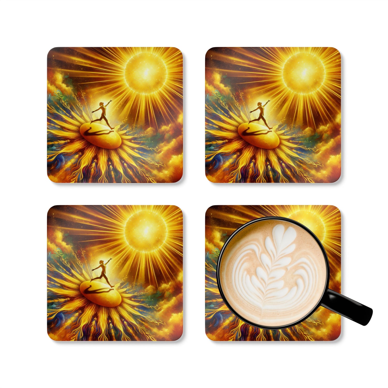 Walking On Sunshine Corkwood Coaster Set of 4