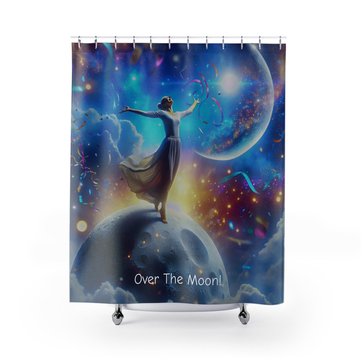 Over The Moon Shower Curtains