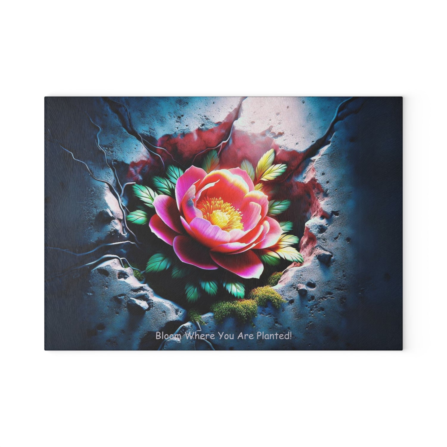 Bloom Where You Are Planted Glass Cutting Board