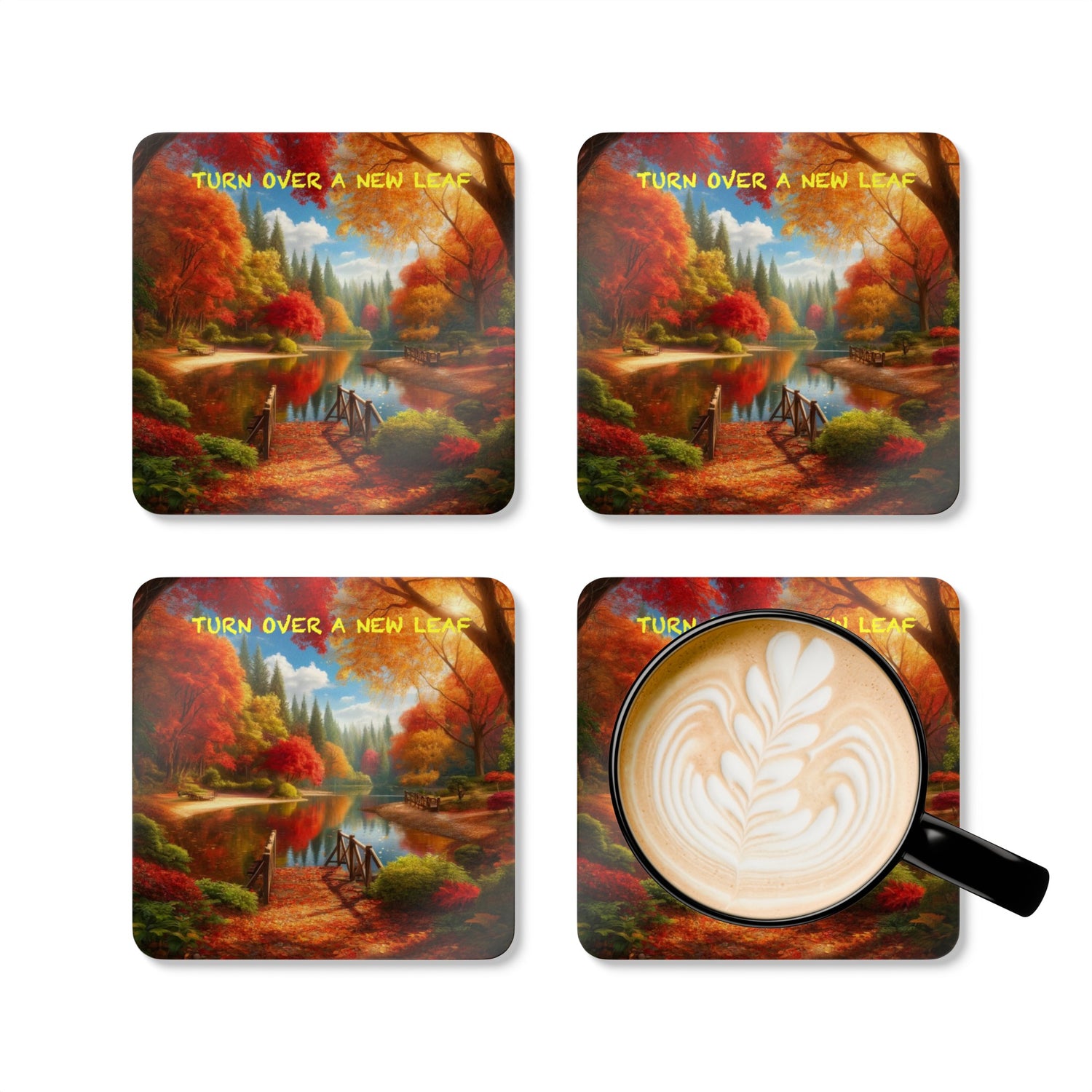 Turn Over A New Leaf Corkwood Coaster Set of 4