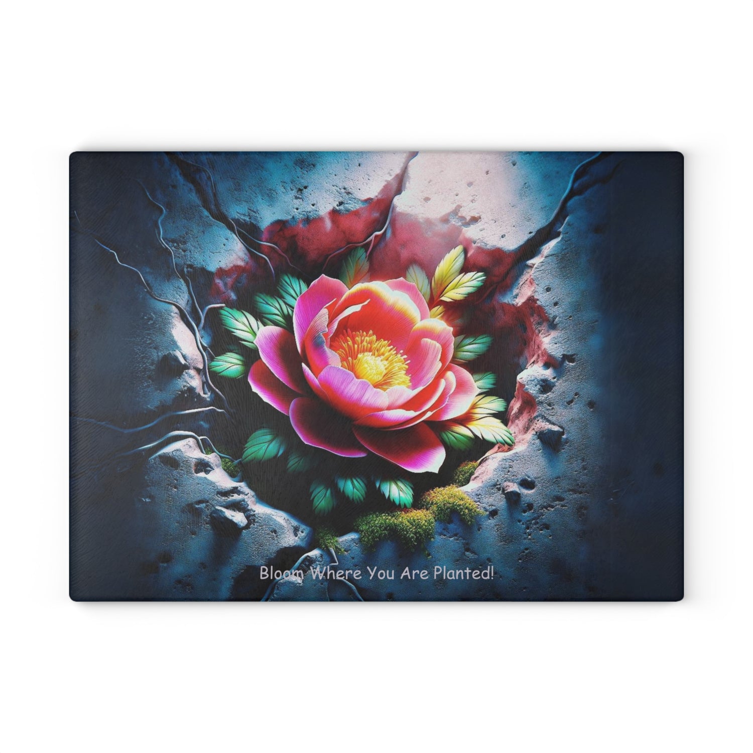 Bloom Where You Are Planted Glass Cutting Board