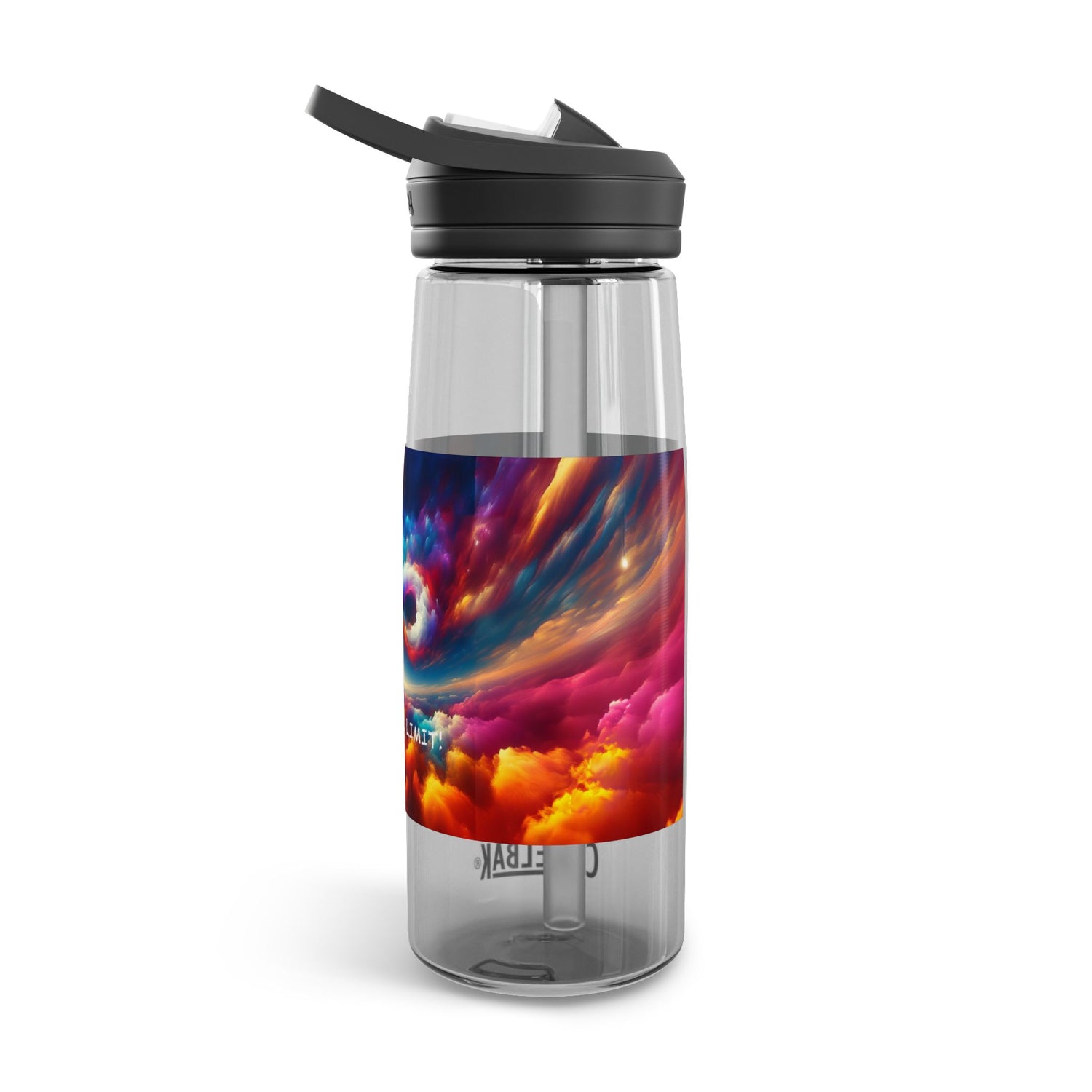 The Sky Is The Limit 25oz Clear Water Bottle, Road Adventure water Retainer