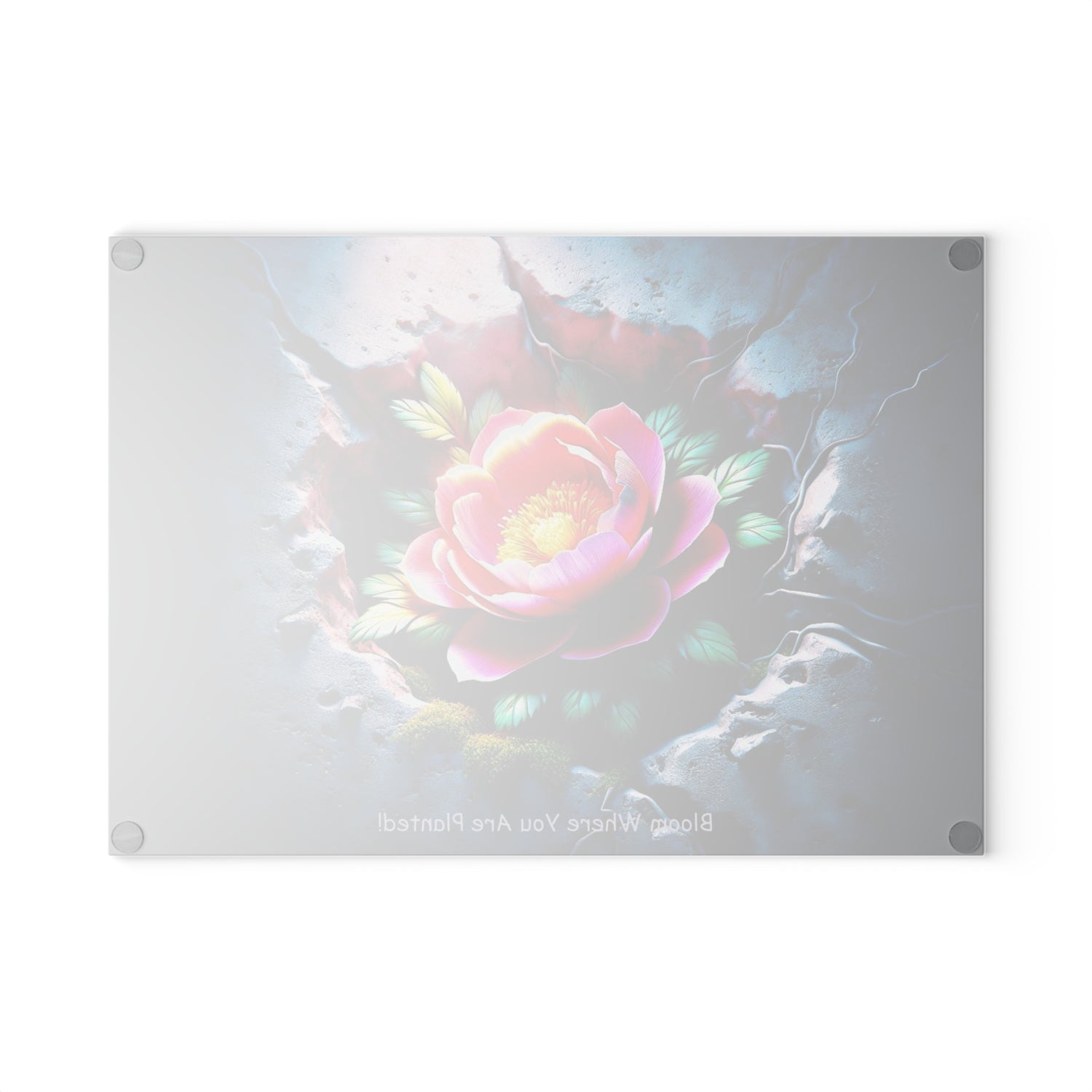 Bloom Where You Are Planted Glass Cutting Board