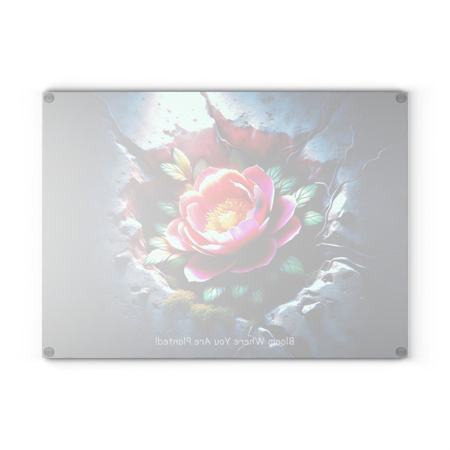 Bloom Where You Are Planted Glass Cutting Board