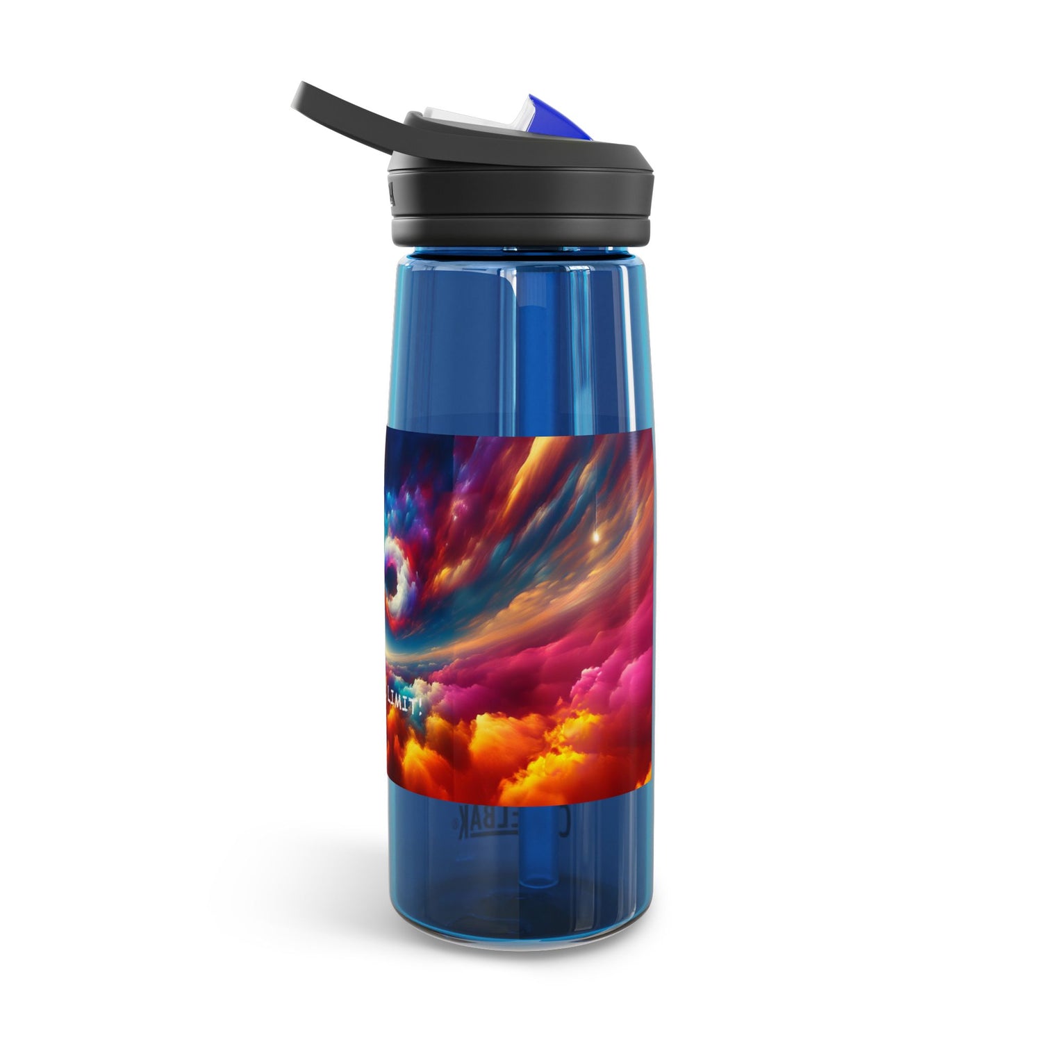 The Sky Is The Limit 25oz Clear Water Bottle, Road Adventure water Retainer