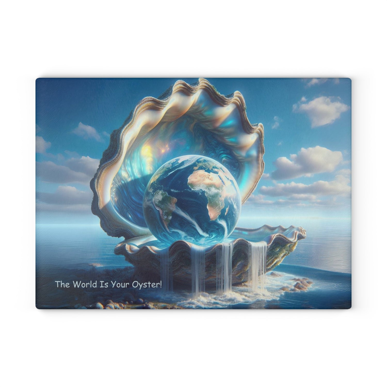 The World Is Your Oyster Glass Cutting Board