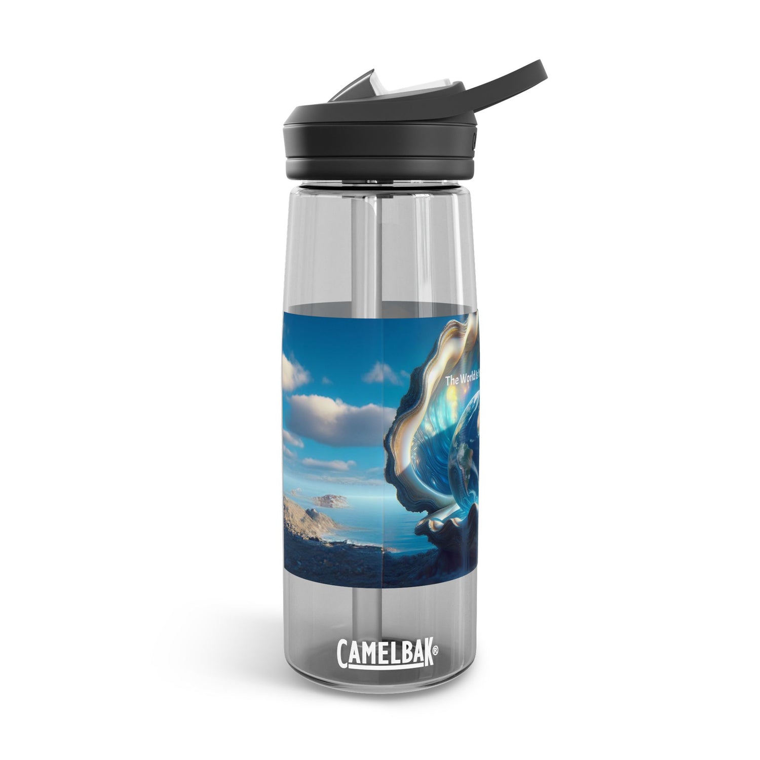 The world is your Oyster 25oz Transparent Water Bottle