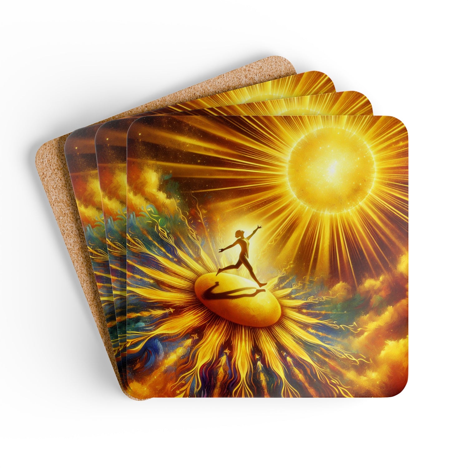 Walking On Sunshine Corkwood Coaster Set of 4