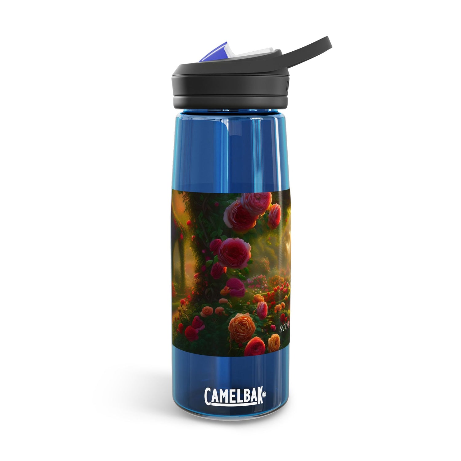 Stop and Smell the Roses 25oz Clear Water Bottle, Road Trip Water Retainer