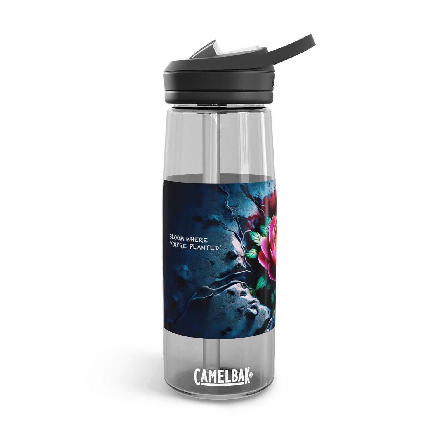 Bloom where you planted 25oz Water Bottle, Transparent water bottle