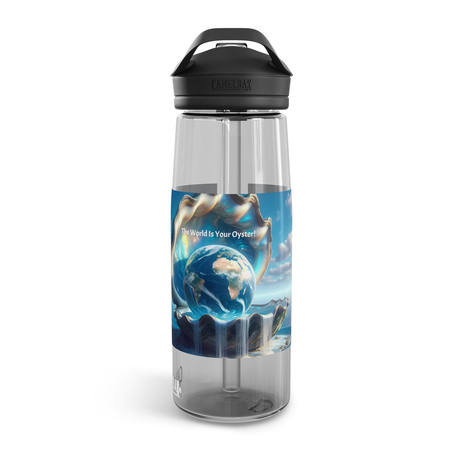 The world is your Oyster 25oz Transparent Water Bottle